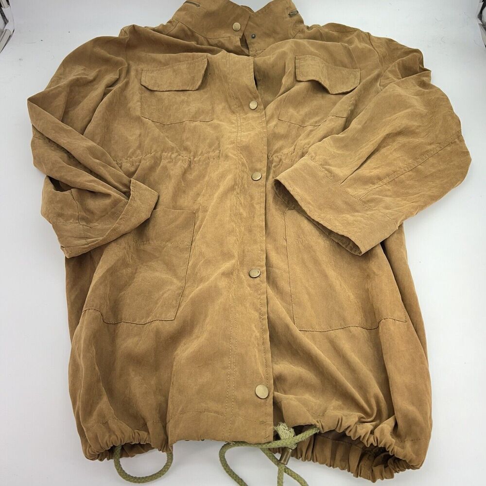 Umgee + Utility Style Jacket Tan Faux Suede Drawstring Women’s Size XL